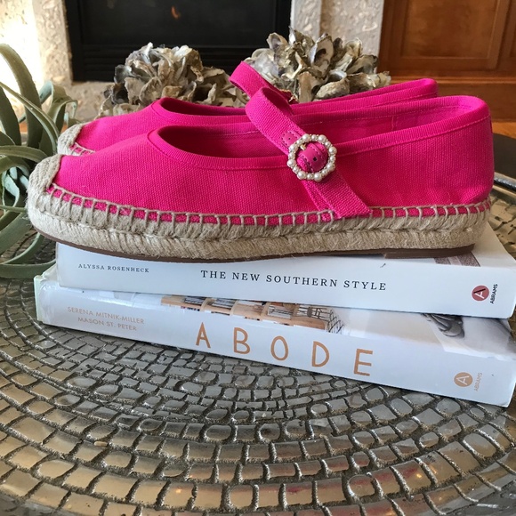 J. CREW HOT PINK MARY JANE ESPADRILLE FLATS - Picture 3 of 11